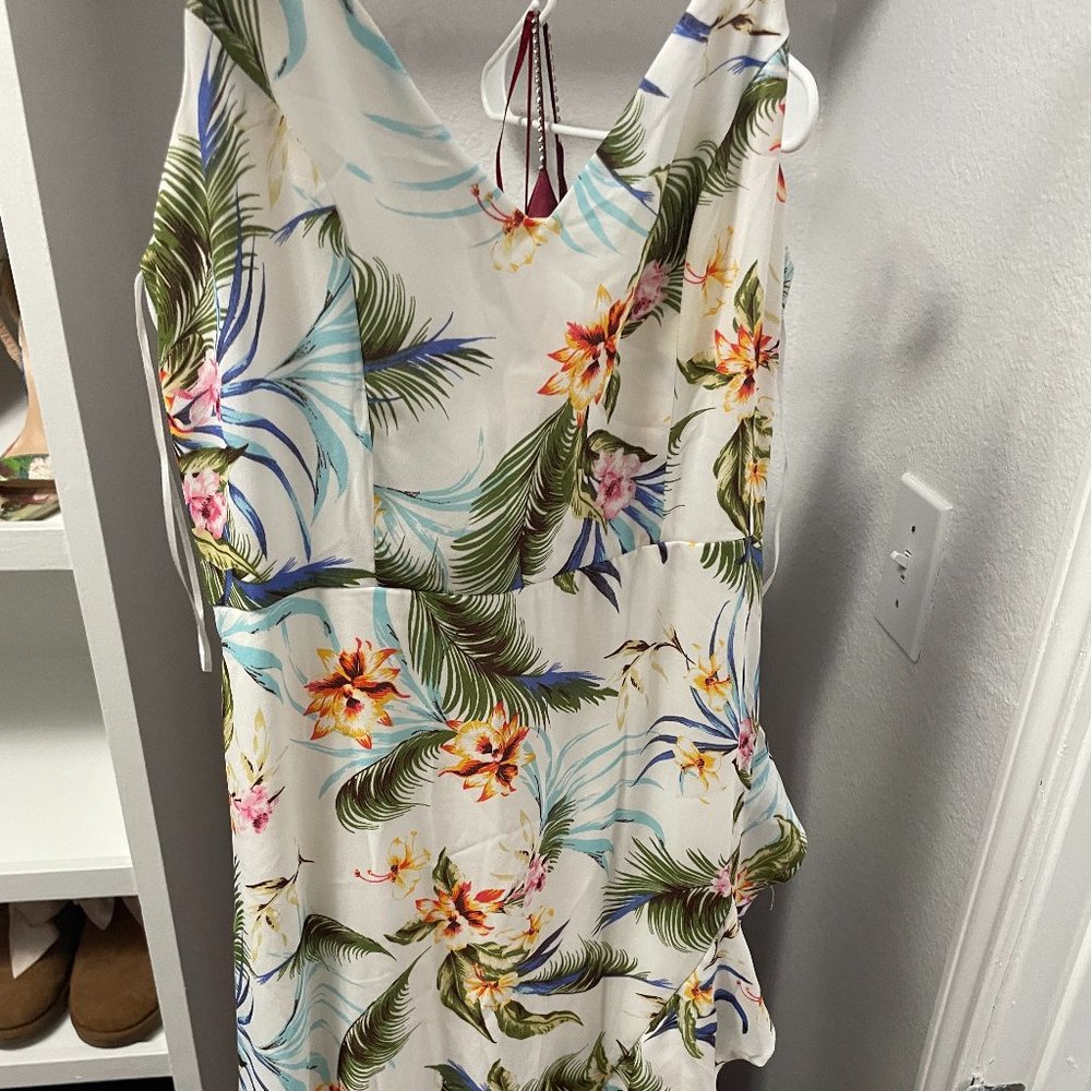 Hawaiian Print High-Low Dress